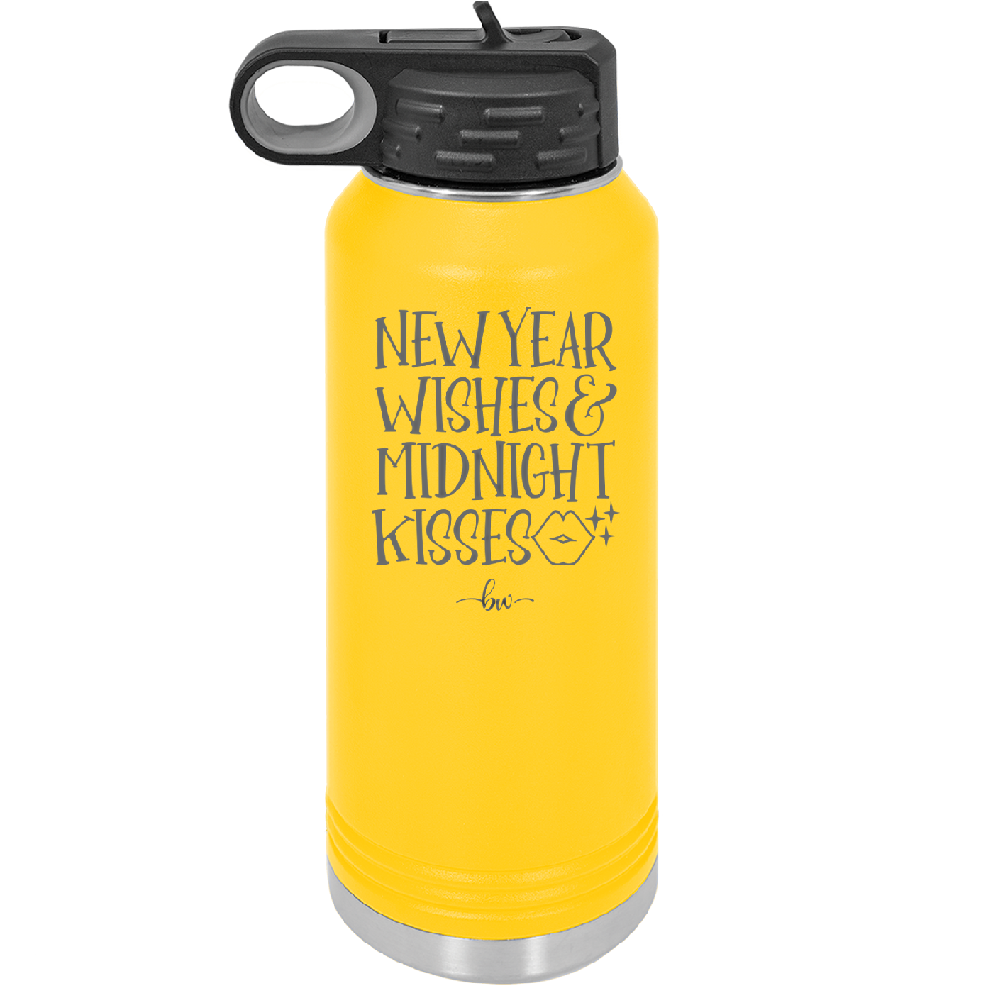 New Year Wishes Midnight Kisses - Laser Engraved Stainless Steel Drinkware - 1736 -