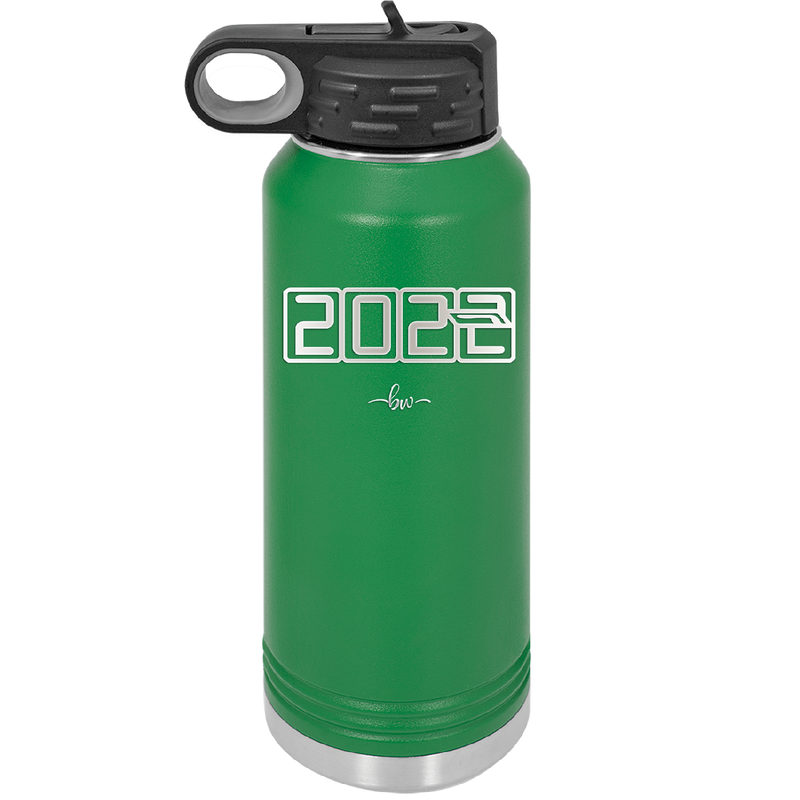 32 oz water bottle 2023 countdown- green