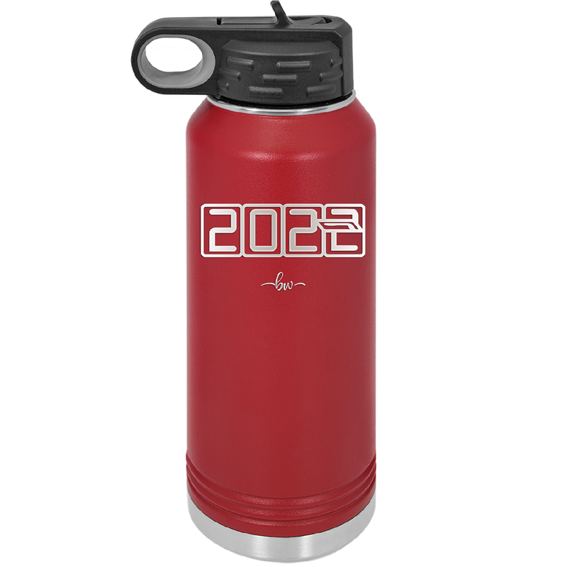 32 oz water bottle 2023 countdown- maroon