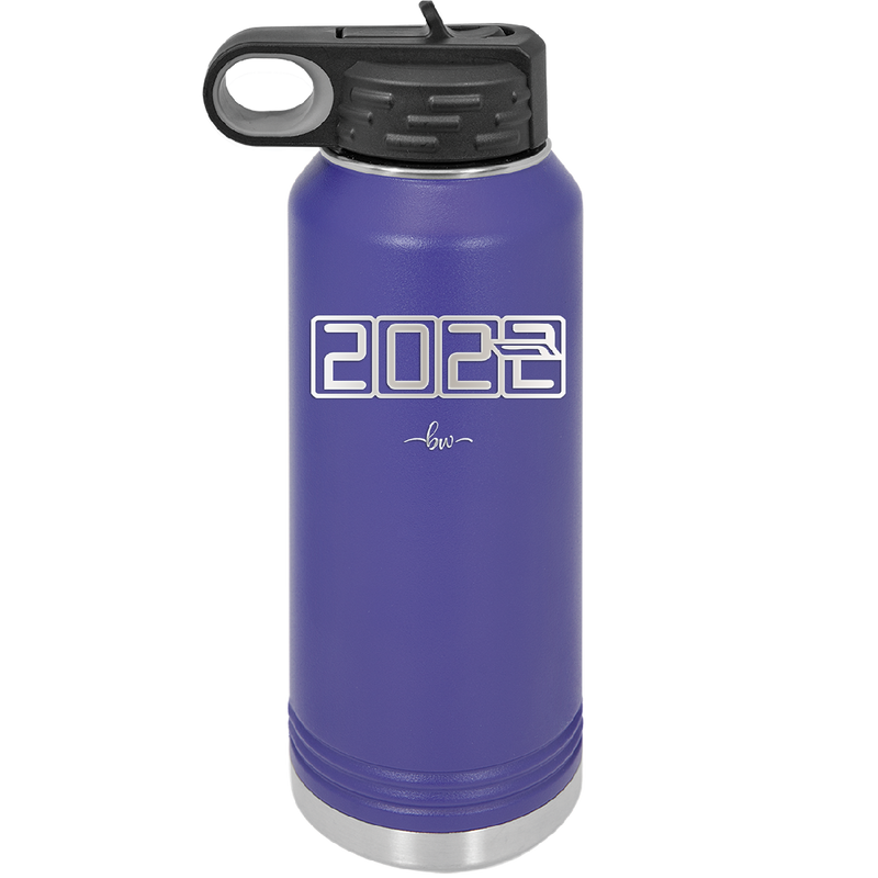 32 oz water bottle 2023 countdown- purple