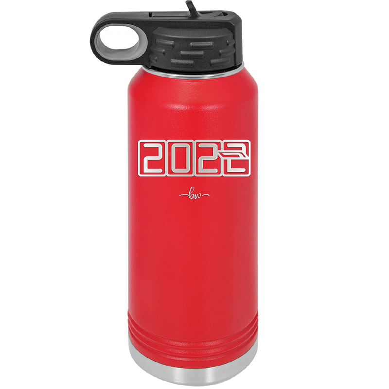 32 oz water bottle 2023 countdown- red