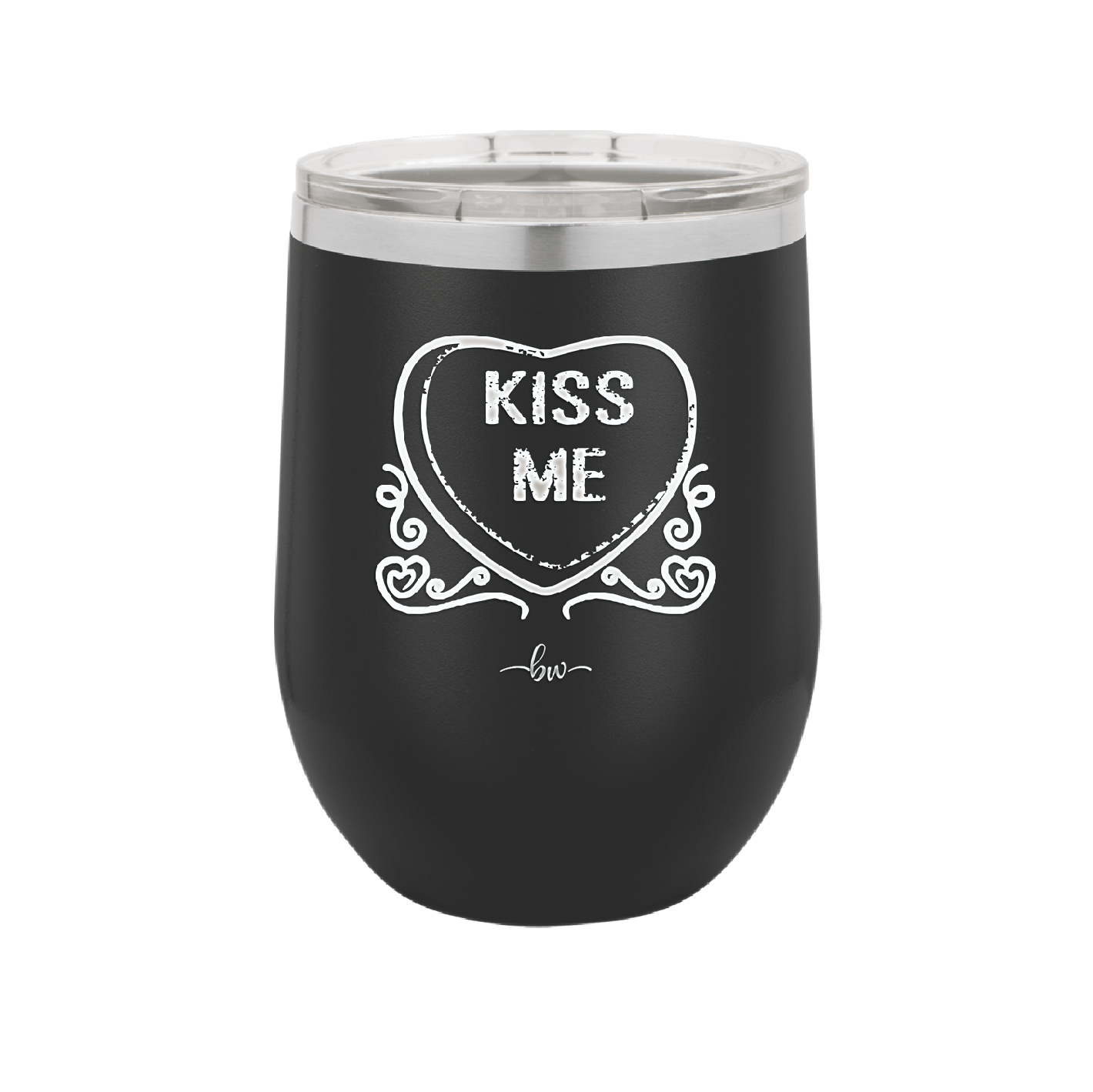 Candy Heart Kiss Me - Laser Engraved Stainless Steel Drinkware - 1754 -
