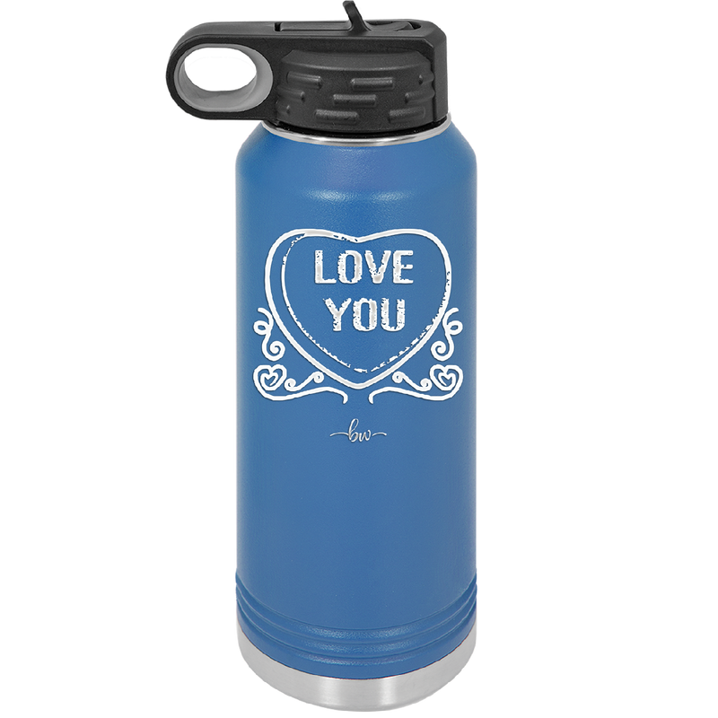 Candy Heart Love You - Laser Engraved Stainless Steel Drinkware - 1756 -