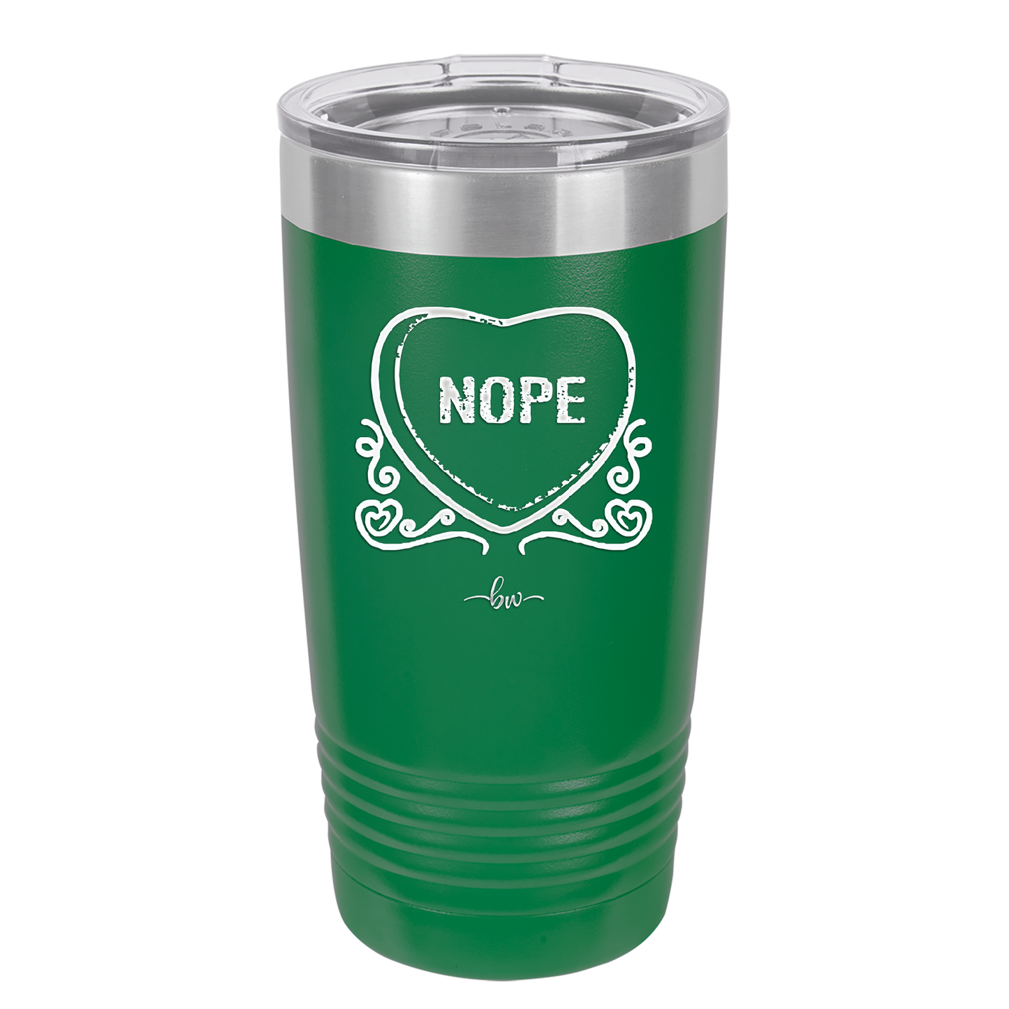 Candy Heart Nope - Laser Engraved Stainless Steel Drinkware - 1758 -