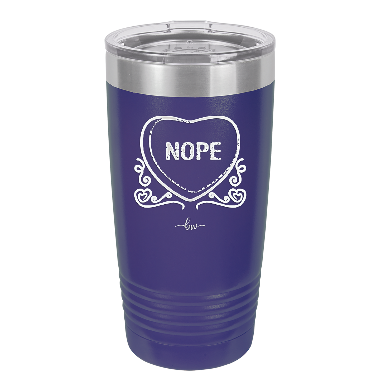 Candy Heart Nope - Laser Engraved Stainless Steel Drinkware - 1758 -