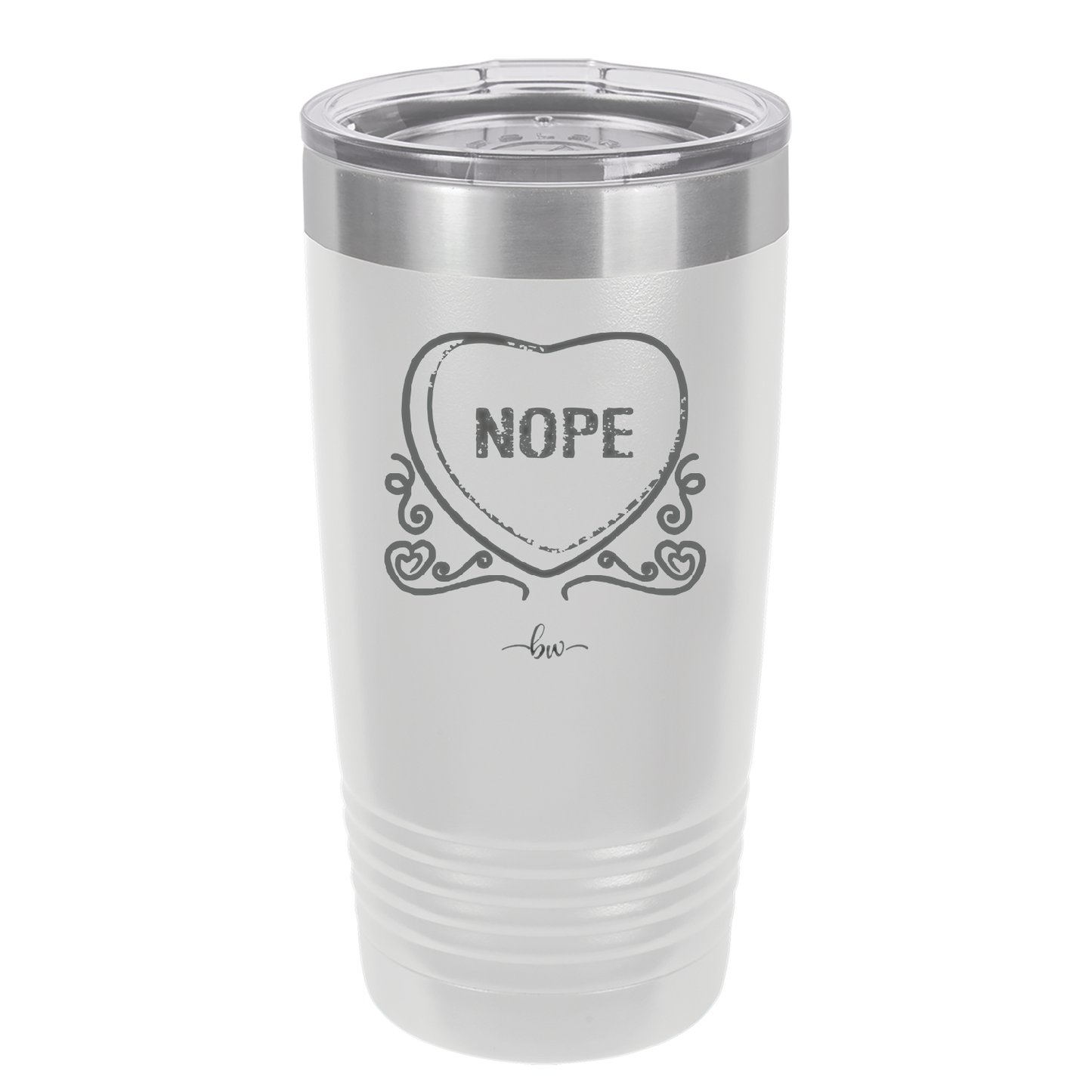 Candy Heart Nope - Laser Engraved Stainless Steel Drinkware - 1758 -