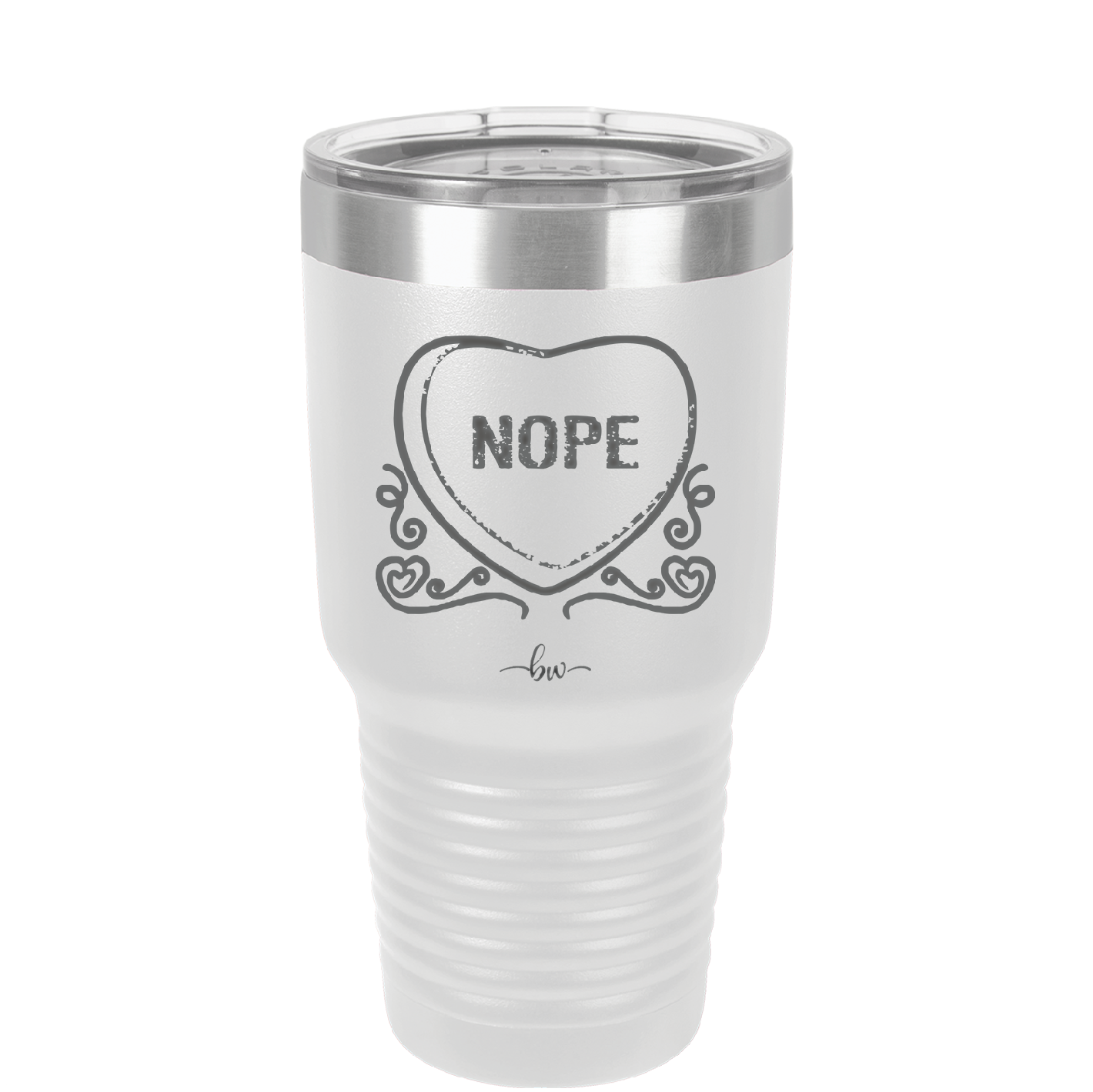 Candy Heart Nope - Laser Engraved Stainless Steel Drinkware - 1758 -