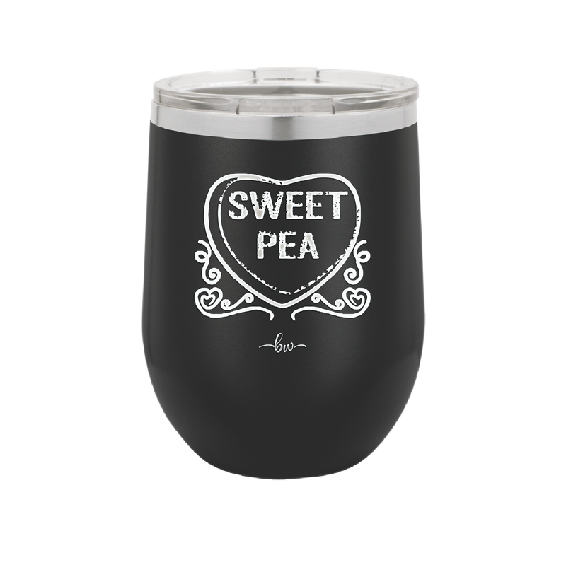 Candy Heart Sweet Pea - Laser Engraved Stainless Steel Drinkware - 1772 -