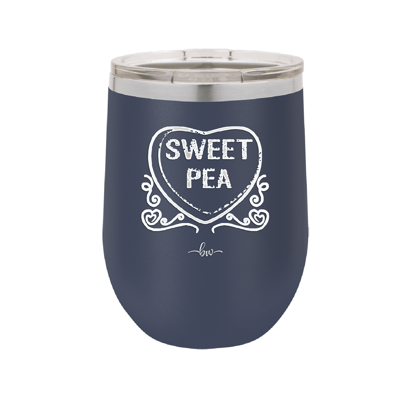 Candy Heart Sweet Pea - Laser Engraved Stainless Steel Drinkware - 1772 -
