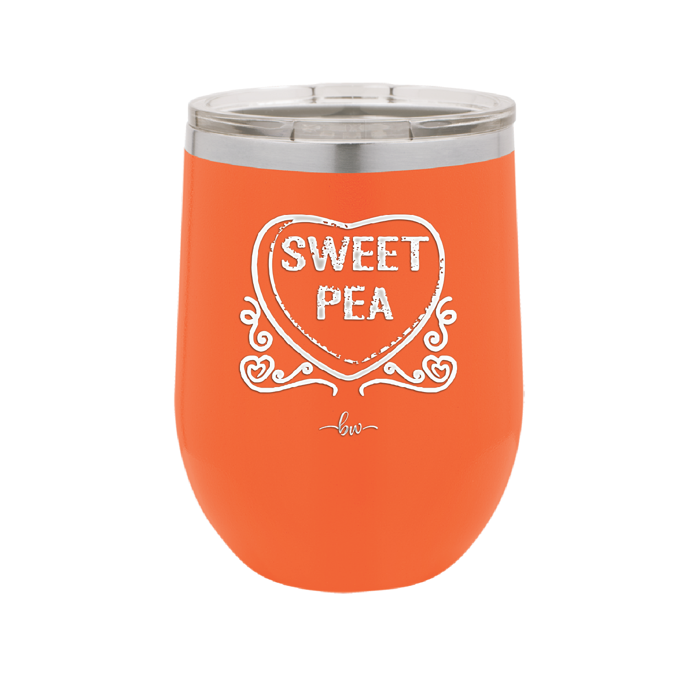 Candy Heart Sweet Pea - Laser Engraved Stainless Steel Drinkware - 1772 -