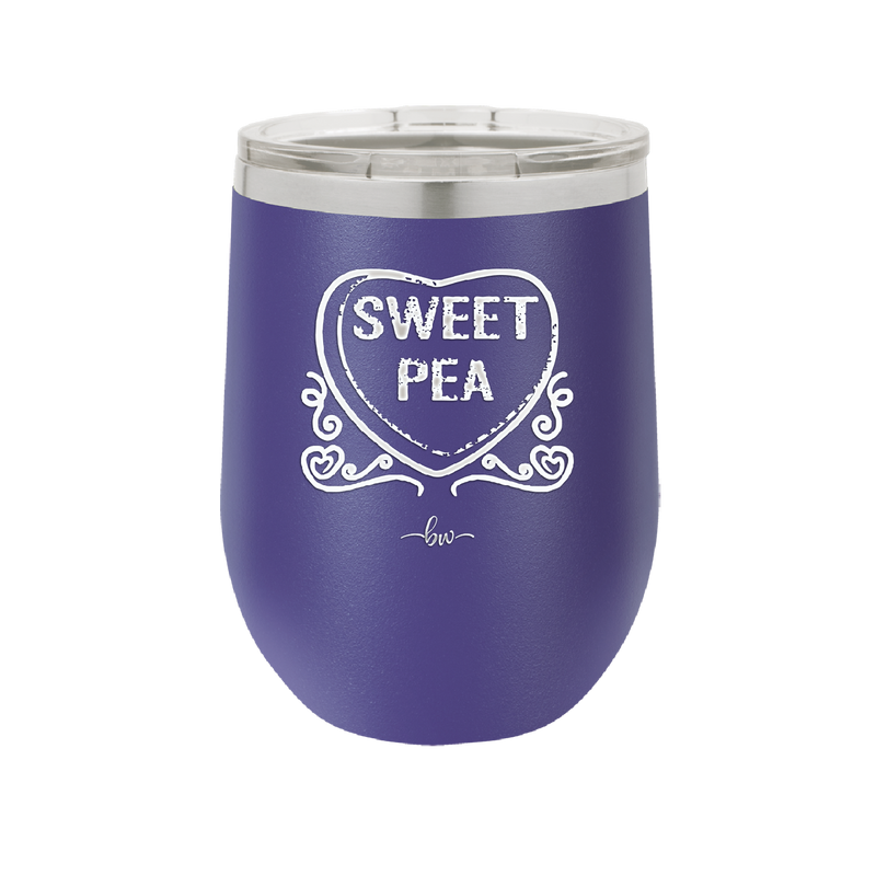 Candy Heart Sweet Pea - Laser Engraved Stainless Steel Drinkware - 1772 -