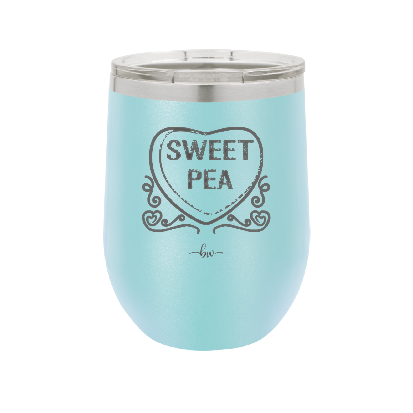 Candy Heart Sweet Pea - Laser Engraved Stainless Steel Drinkware - 1772 -