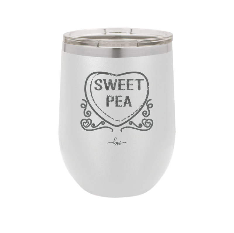 Candy Heart Sweet Pea - Laser Engraved Stainless Steel Drinkware - 1772 -