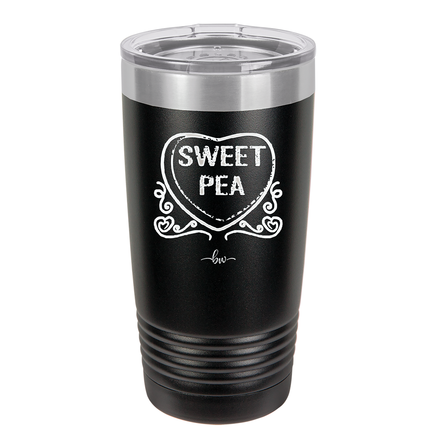 Candy Heart Sweet Pea - Laser Engraved Stainless Steel Drinkware - 1772 -
