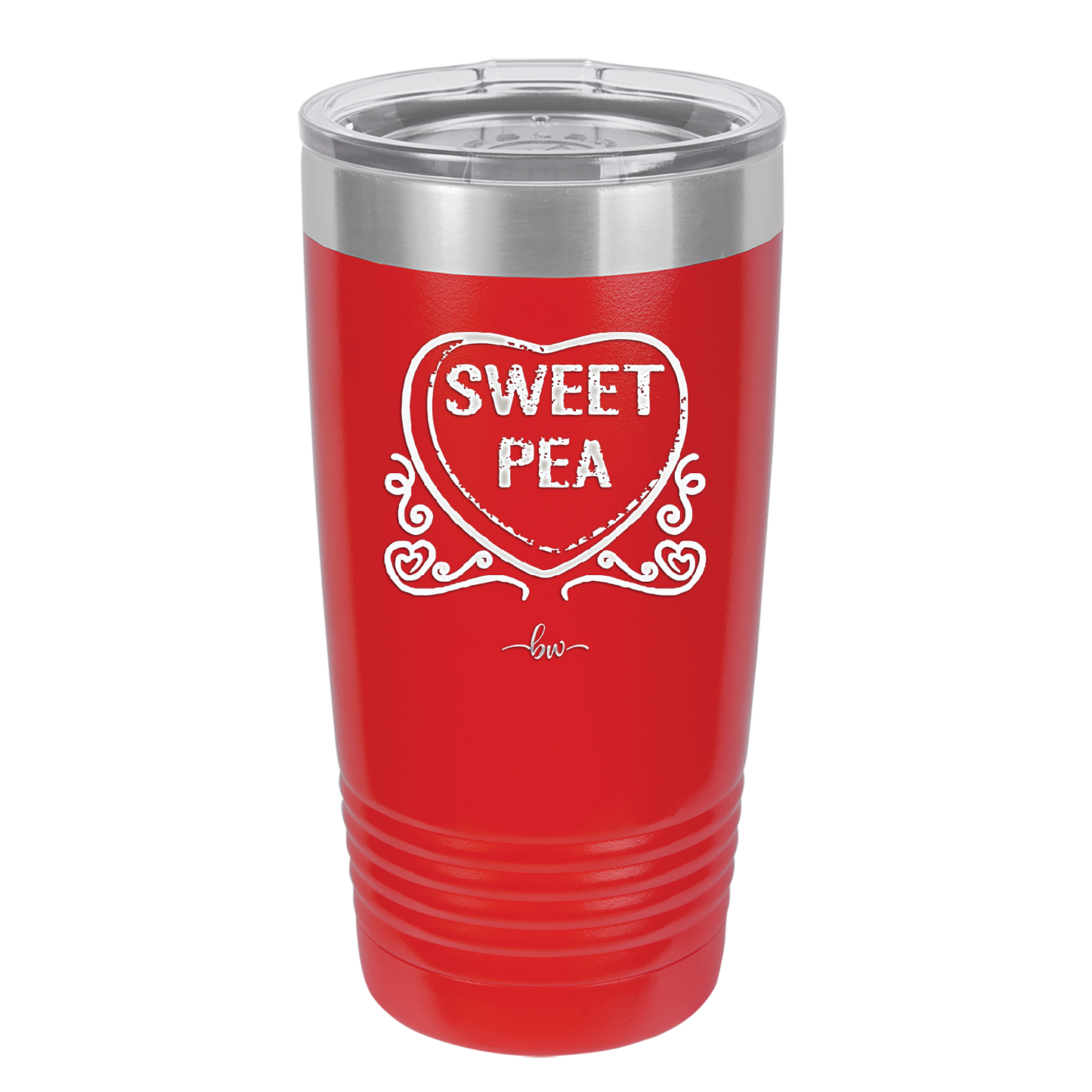 Candy Heart Sweet Pea - Laser Engraved Stainless Steel Drinkware - 1772 -