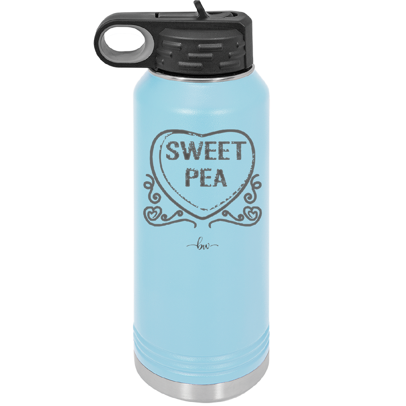 Candy Heart Sweet Pea - Laser Engraved Stainless Steel Drinkware - 1772 -