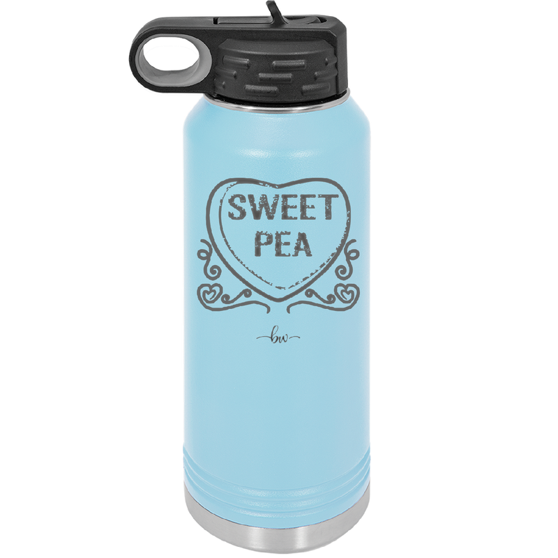 Candy Heart Sweet Pea - Laser Engraved Stainless Steel Drinkware - 1772 -