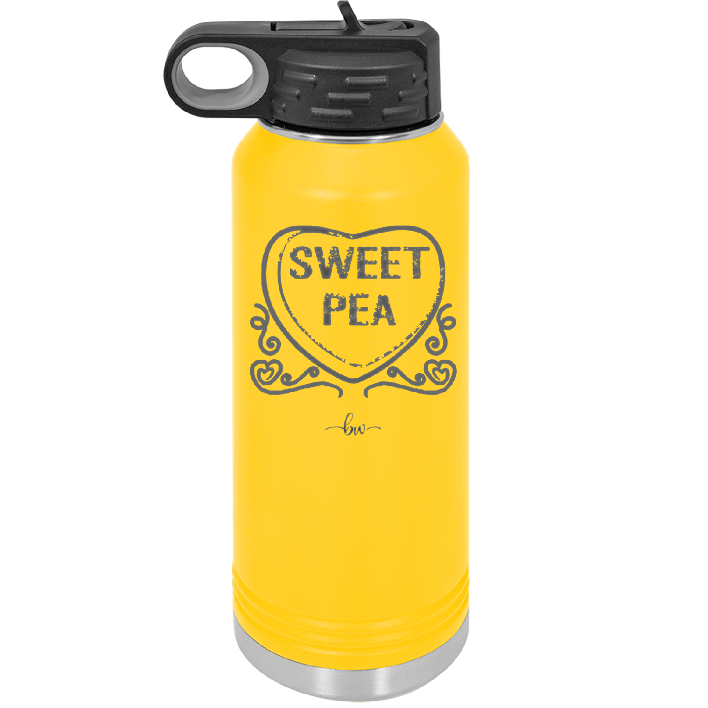 Candy Heart Sweet Pea - Laser Engraved Stainless Steel Drinkware - 1772 -