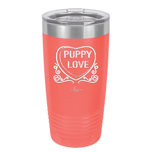 Candy Heart Puppy Love - Laser Engraved Stainless Steel Drinkware - 1773 -