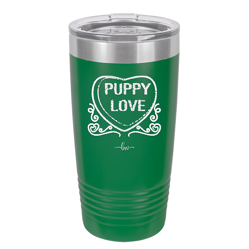 Candy Heart Puppy Love - Laser Engraved Stainless Steel Drinkware - 1773 -