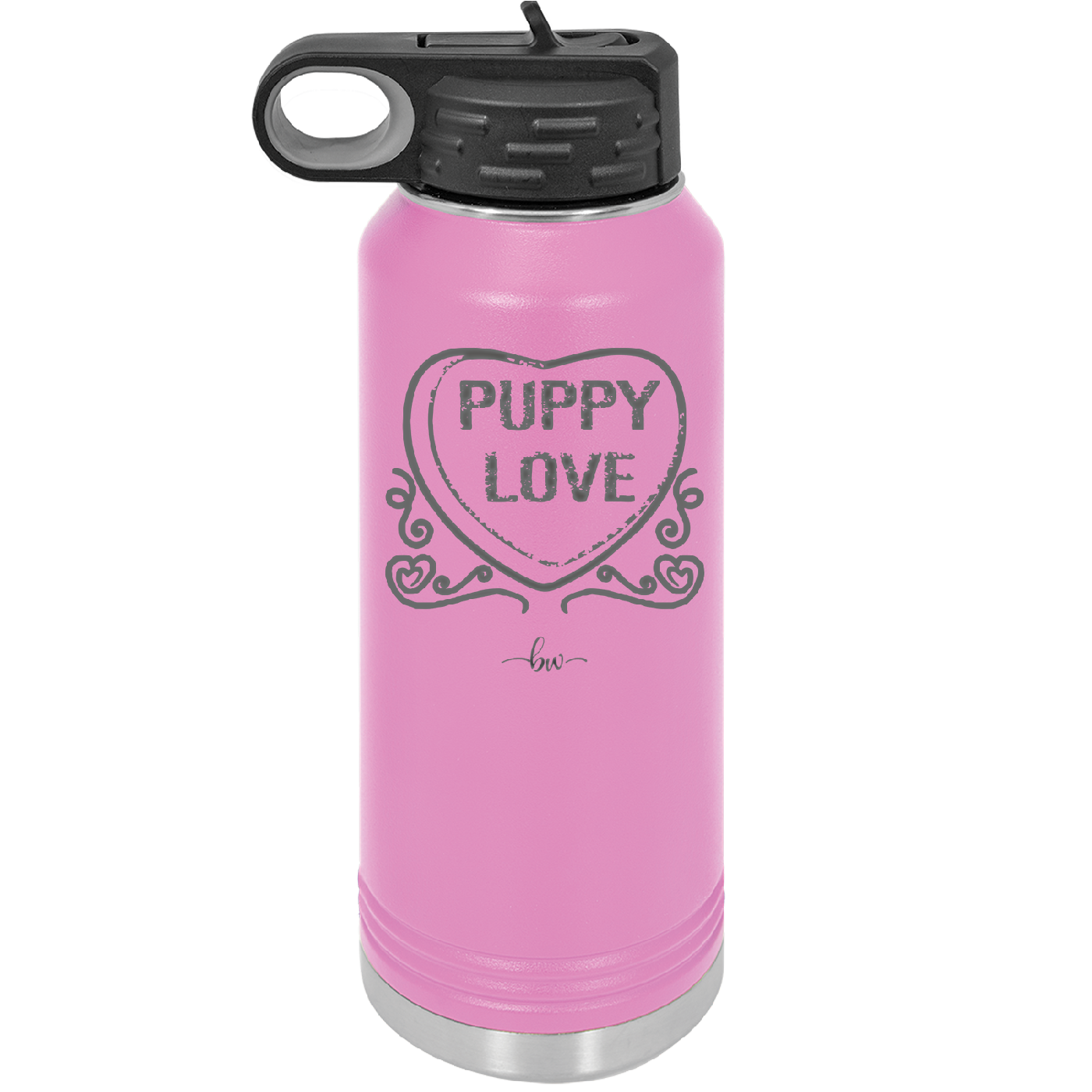 Candy Heart Puppy Love - Laser Engraved Stainless Steel Drinkware - 1773 -