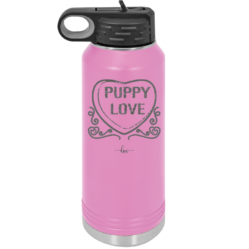 Candy Heart Puppy Love - Laser Engraved Stainless Steel Drinkware - 1773 -