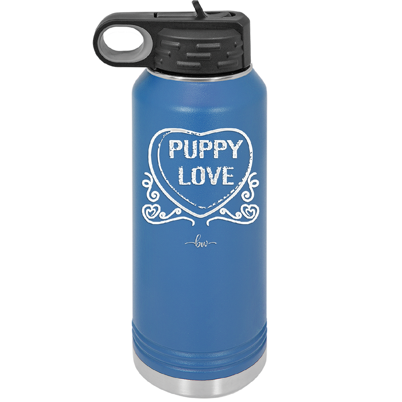 Candy Heart Puppy Love - Laser Engraved Stainless Steel Drinkware - 1773 -