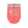 Irish Kisses and Shamrock Wishes - Laser Engraved Stainless Steel Drinkware - 1803 -