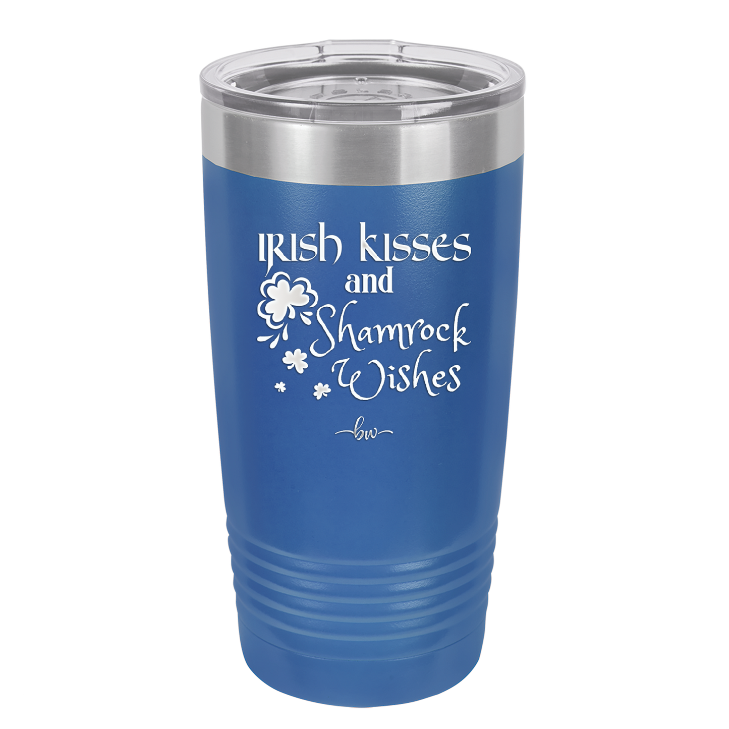 Irish Kisses and Shamrock Wishes - Laser Engraved Stainless Steel Drinkware - 1803 -