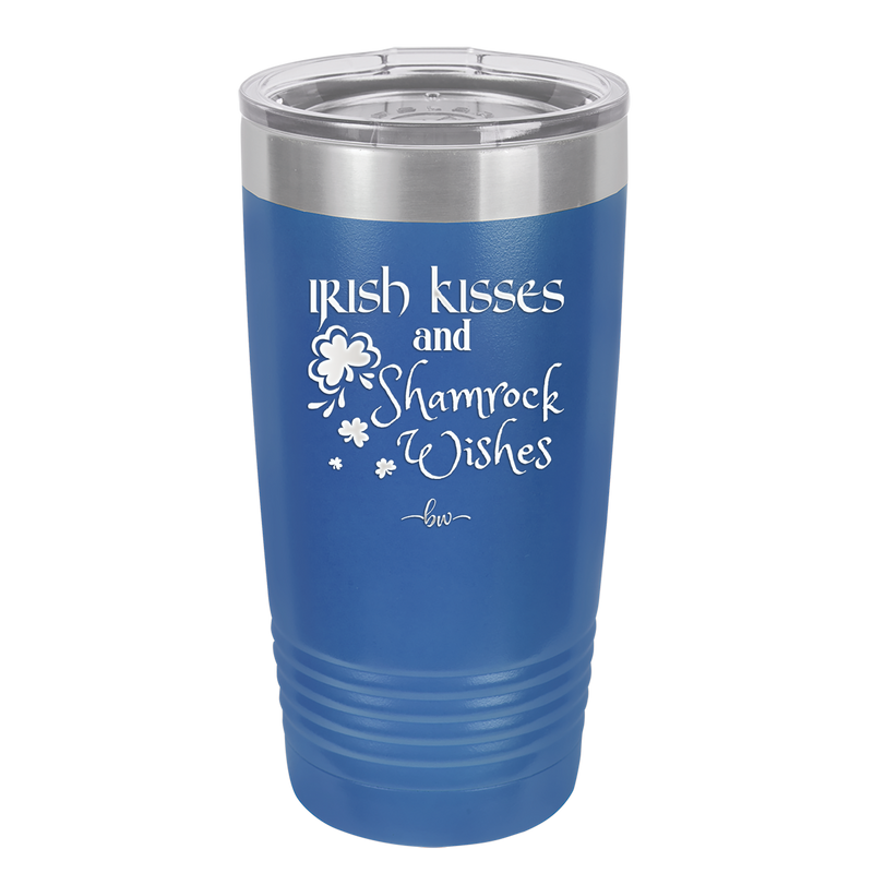 Irish Kisses and Shamrock Wishes - Laser Engraved Stainless Steel Drinkware - 1803 -