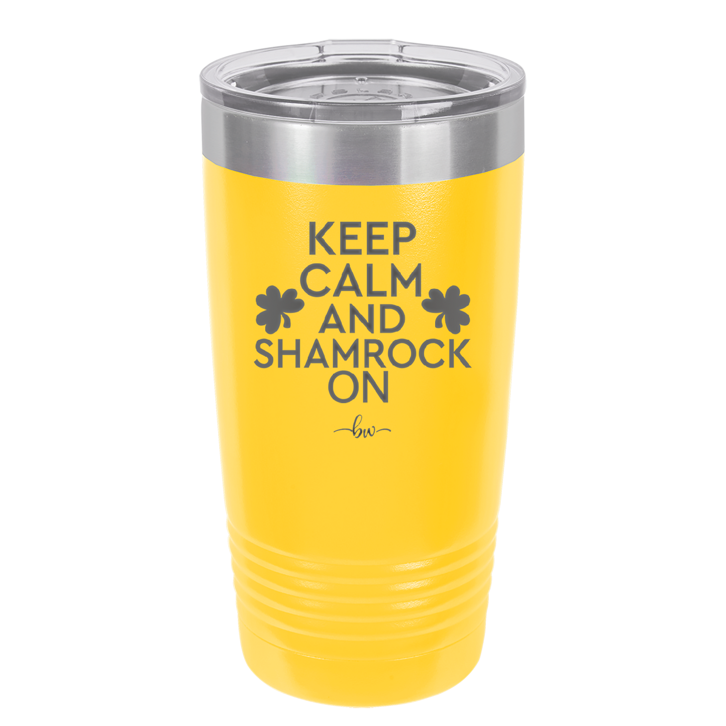 Keep Calm and Shamrock On - Laser Engraved Stainless Steel Drinkware - 1810 -