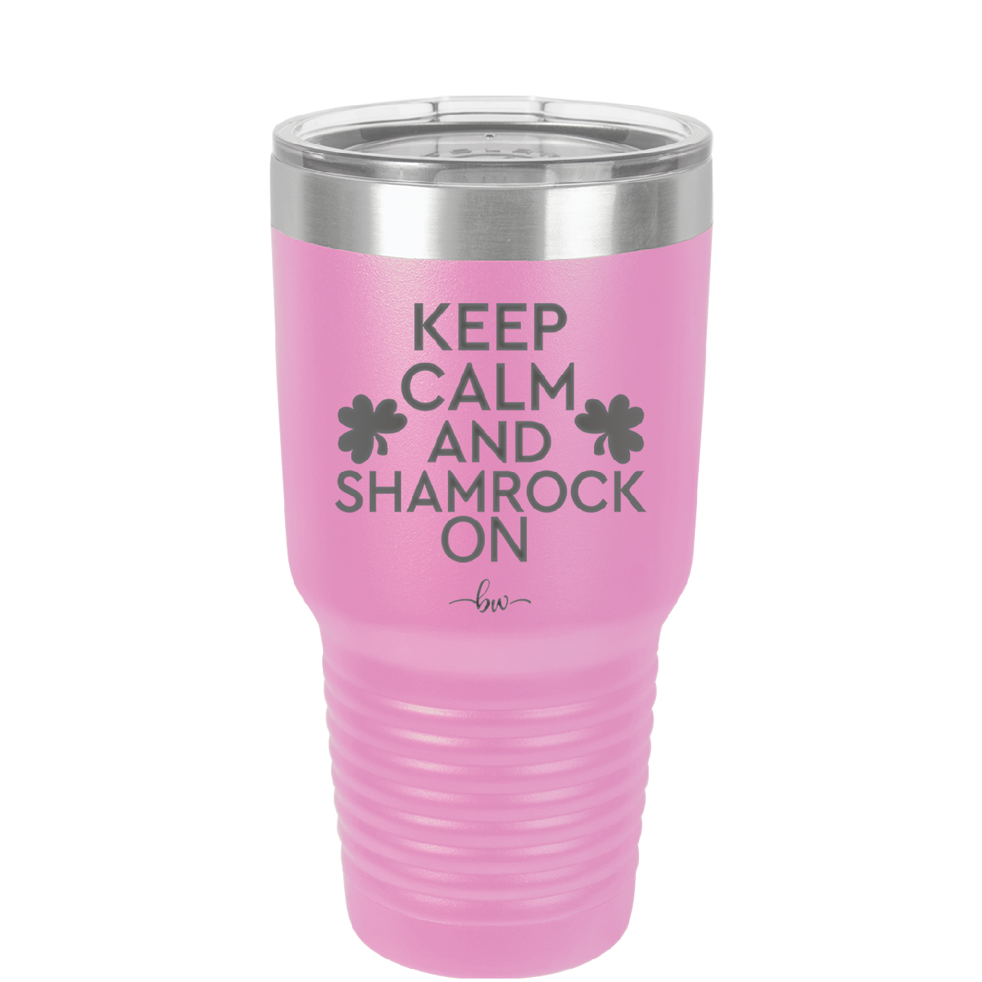 Keep Calm and Shamrock On - Laser Engraved Stainless Steel Drinkware - 1810 -