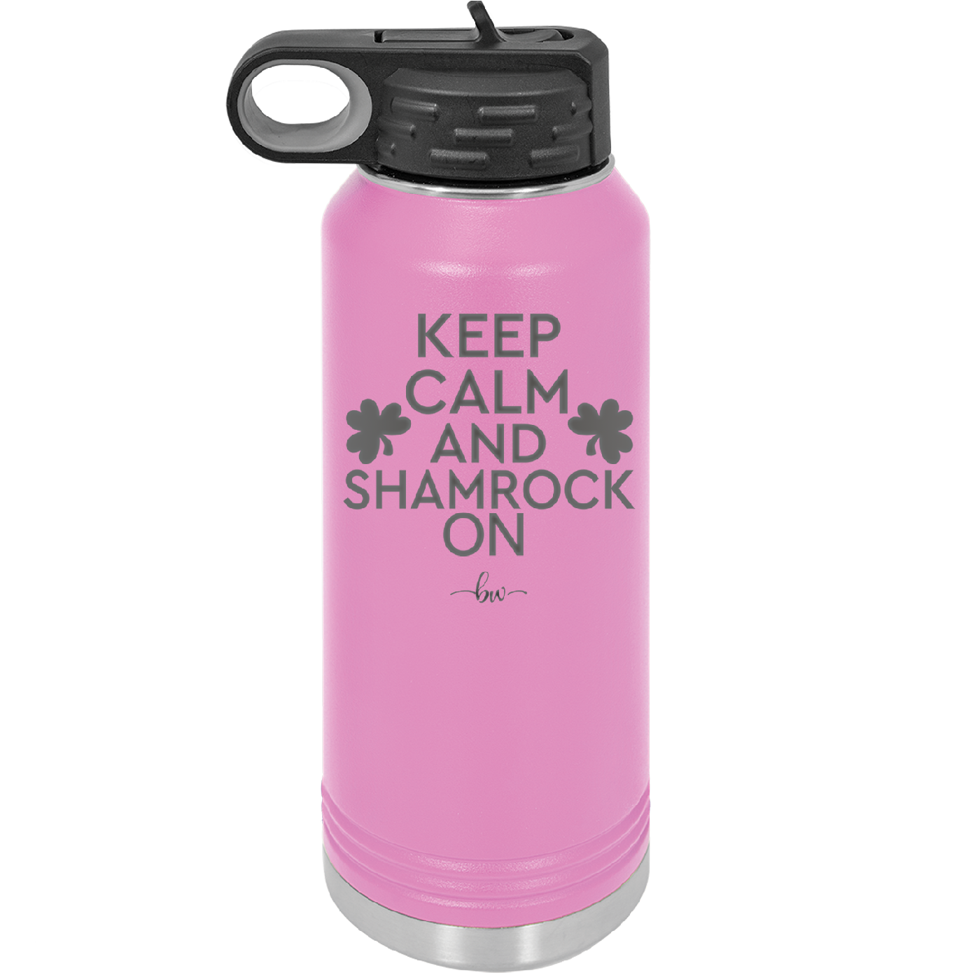 Keep Calm and Shamrock On - Laser Engraved Stainless Steel Drinkware - 1810 -