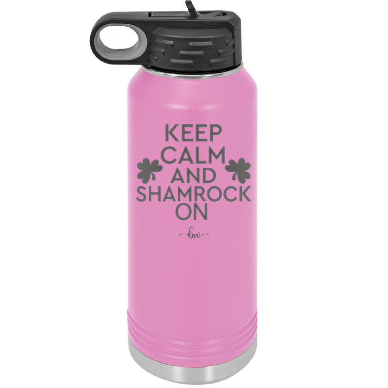 Keep Calm and Shamrock On - Laser Engraved Stainless Steel Drinkware - 1810 -