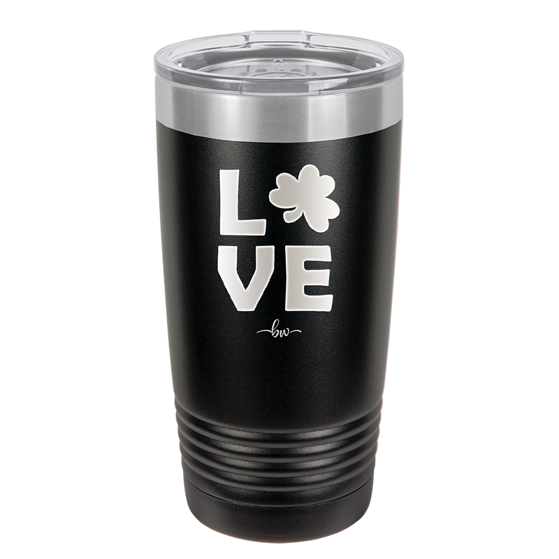 LOVE with Shamrock - Laser Engraved Stainless Steel Drinkware - 1825 -