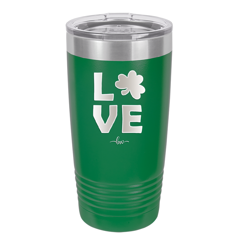 LOVE with Shamrock - Laser Engraved Stainless Steel Drinkware - 1825 -