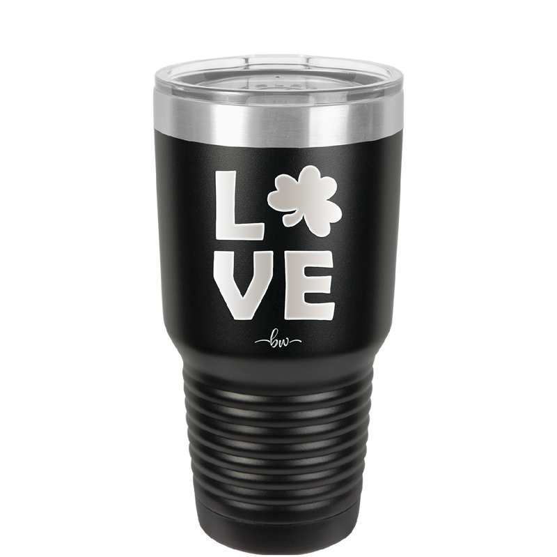 LOVE with Shamrock - Laser Engraved Stainless Steel Drinkware - 1825 -