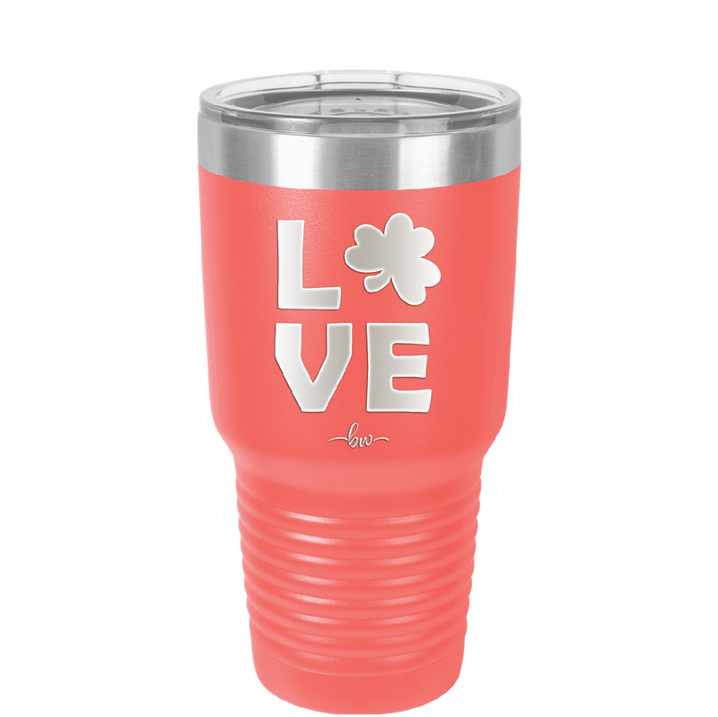 LOVE with Shamrock - Laser Engraved Stainless Steel Drinkware - 1825 -