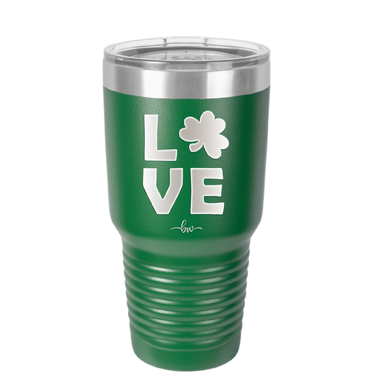 LOVE with Shamrock - Laser Engraved Stainless Steel Drinkware - 1825 -