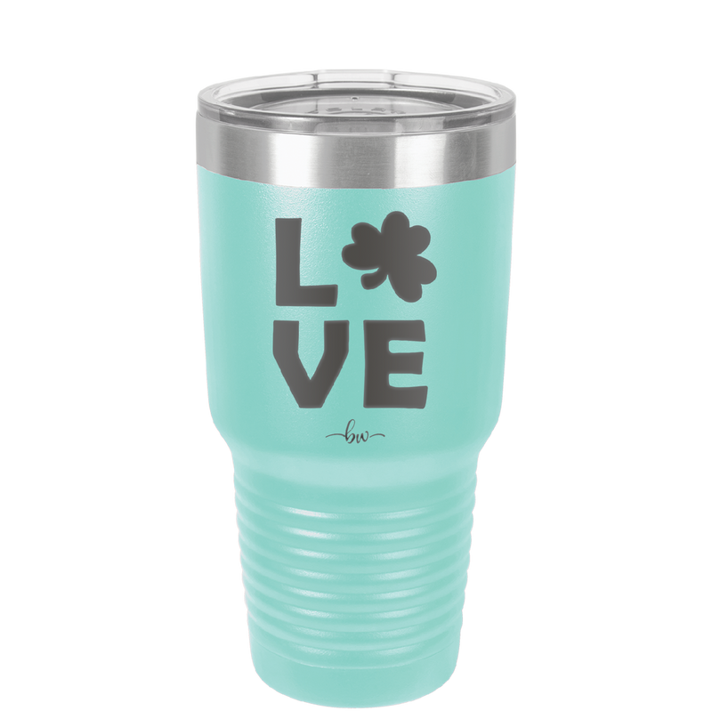 LOVE with Shamrock - Laser Engraved Stainless Steel Drinkware - 1825 -