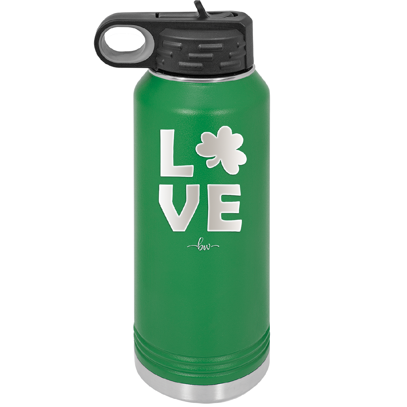 LOVE with Shamrock - Laser Engraved Stainless Steel Drinkware - 1825 -
