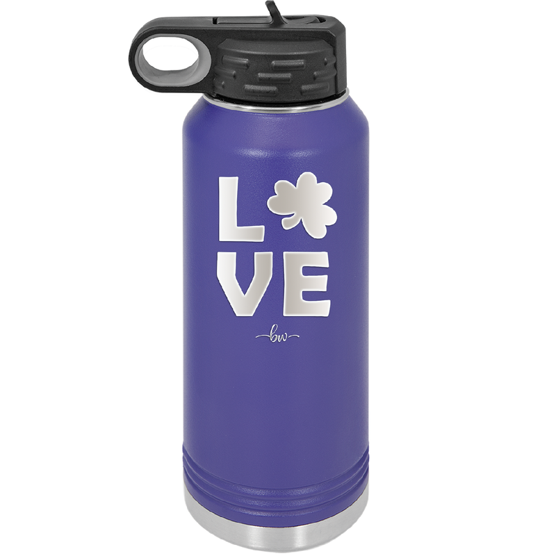 LOVE with Shamrock - Laser Engraved Stainless Steel Drinkware - 1825 -