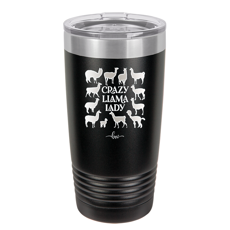 Crazy Llama Lady - Laser Engraved Stainless Steel Drinkware - 1865 -