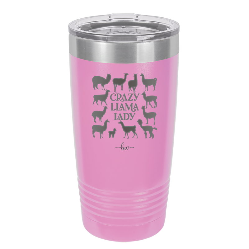 Crazy Llama Lady - Laser Engraved Stainless Steel Drinkware - 1865 -