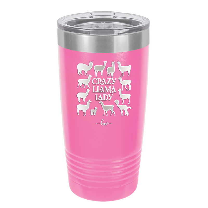 Crazy Llama Lady - Laser Engraved Stainless Steel Drinkware - 1865 -