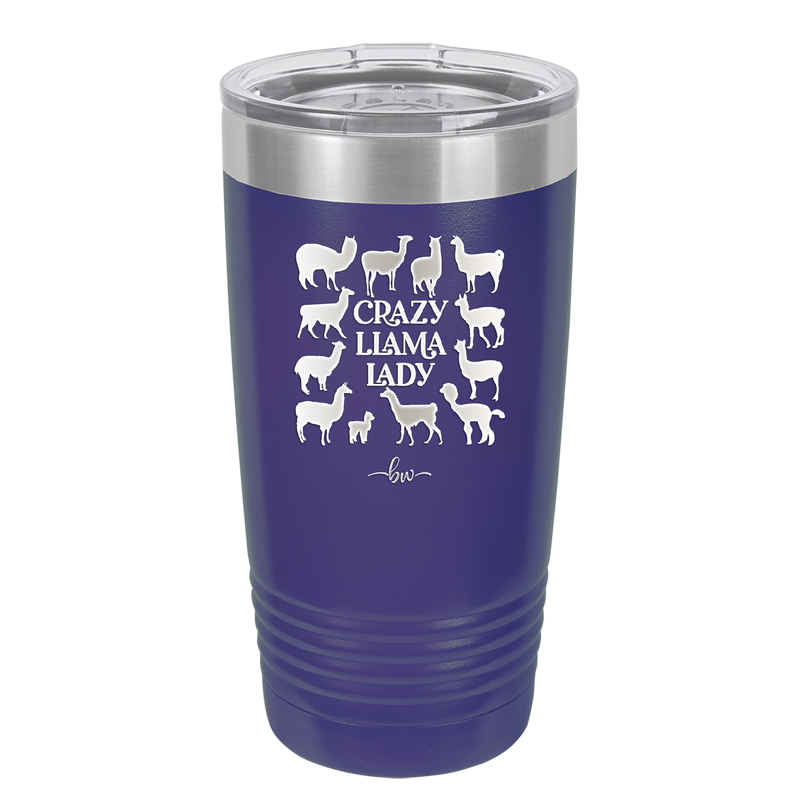 Crazy Llama Lady - Laser Engraved Stainless Steel Drinkware - 1865 -