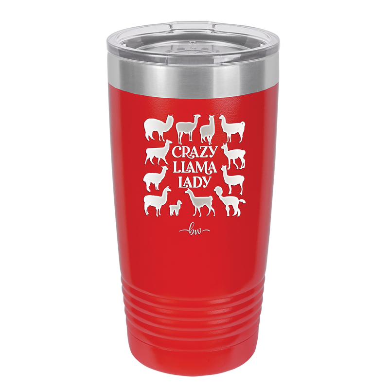 Crazy Llama Lady - Laser Engraved Stainless Steel Drinkware - 1865 -