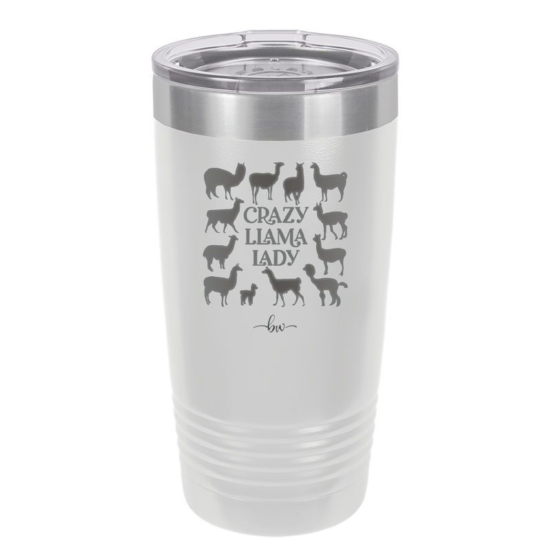 Crazy Llama Lady - Laser Engraved Stainless Steel Drinkware - 1865 -