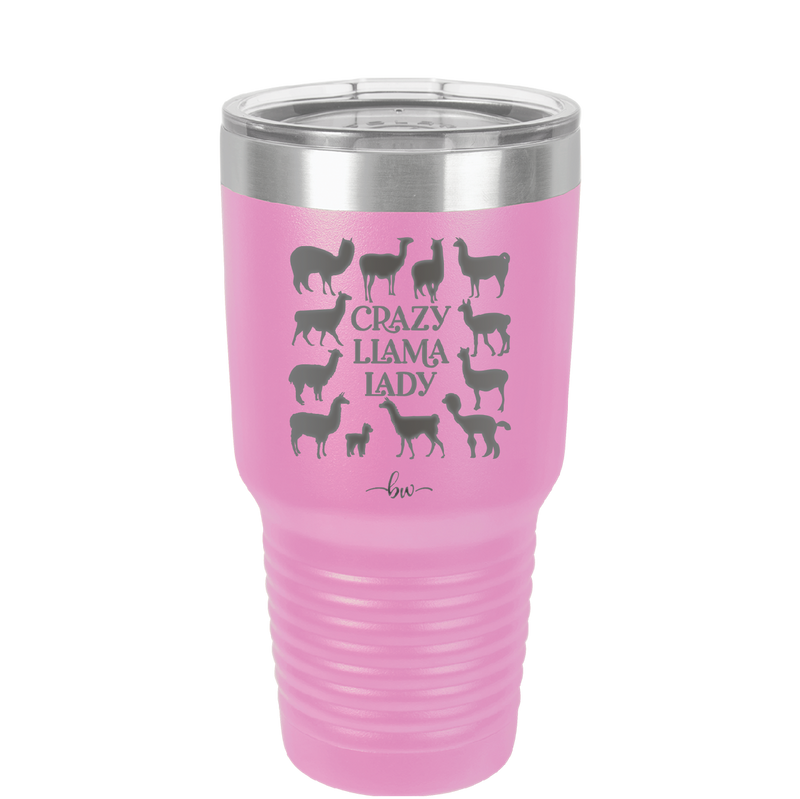 Crazy Llama Lady - Laser Engraved Stainless Steel Drinkware - 1865 -