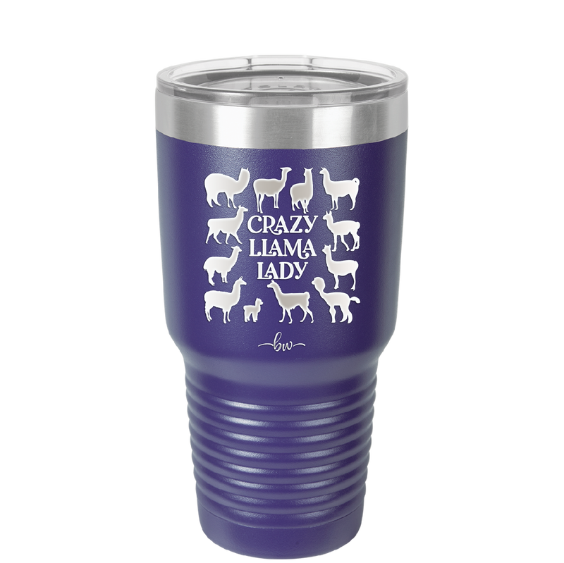 Crazy Llama Lady - Laser Engraved Stainless Steel Drinkware - 1865 -